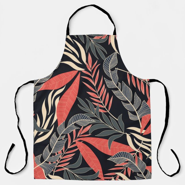 Tablier Motif tropical d'été transparent avec jaune vif (Recto)
