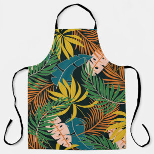 Tablier Motif tropical d'été transparent avec jaune vif