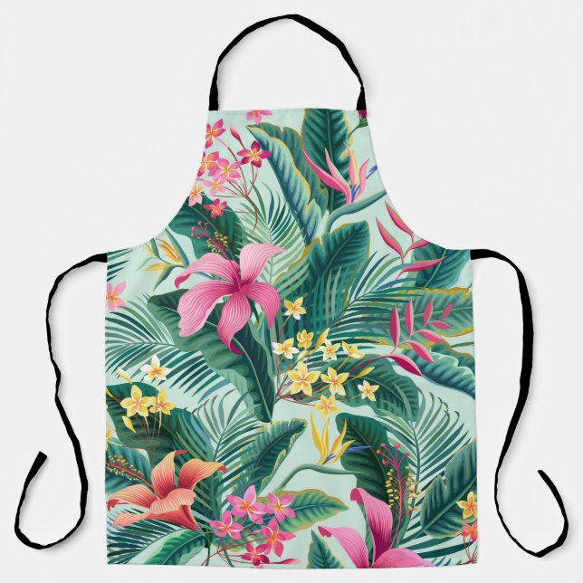 Tablier motif tropical fleuri sans coutures avec hibiscus  (Recto)