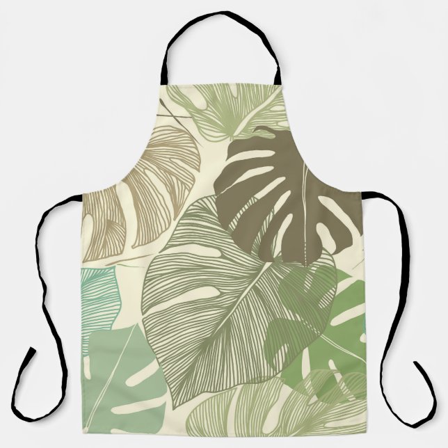 Tablier Motif Tropical Monstera Retro à main (Recto)