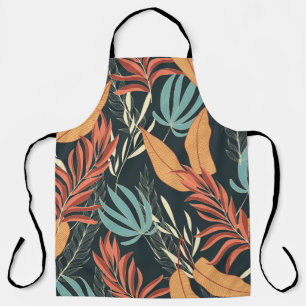 Tablier Motif tropical transparent avec jaune vif