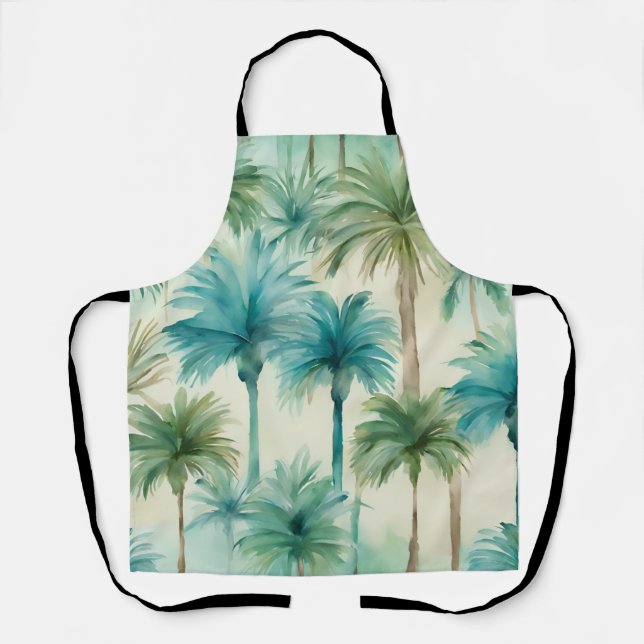 Tablier Motif turquoise Blue Green Palm Trees (Recto)