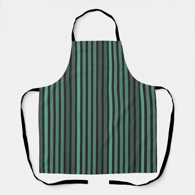 Tablier Motif uni rayé vert rétro (Recto)