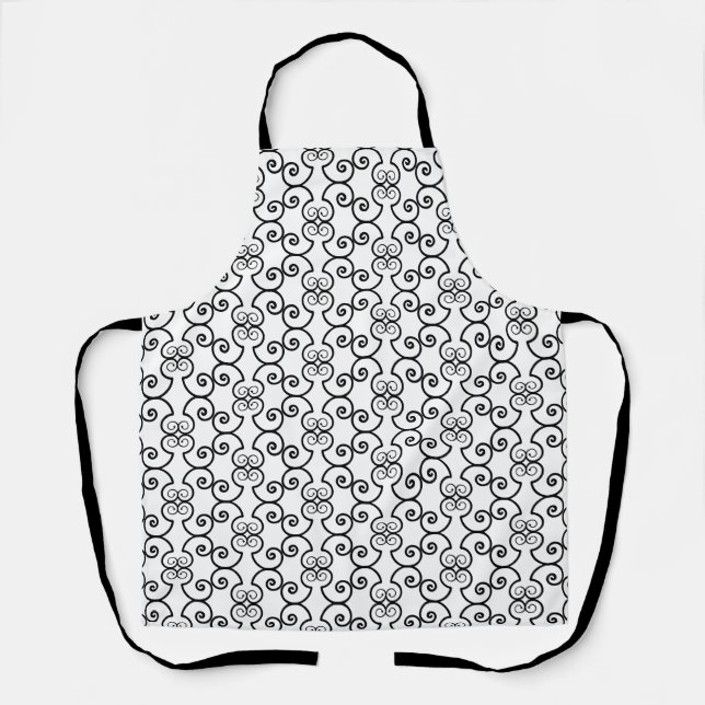 Tablier Motif vectoriel en spirale noir moderne sur fond b (Recto)
