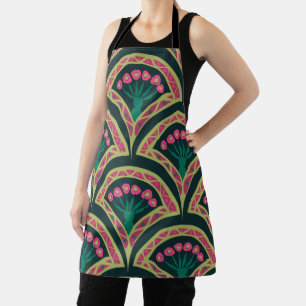 Tablier motif vert en forme de coquille