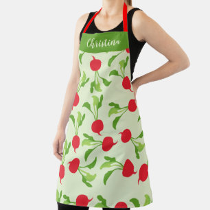 Tablier Motif vert rouge Radish customisé