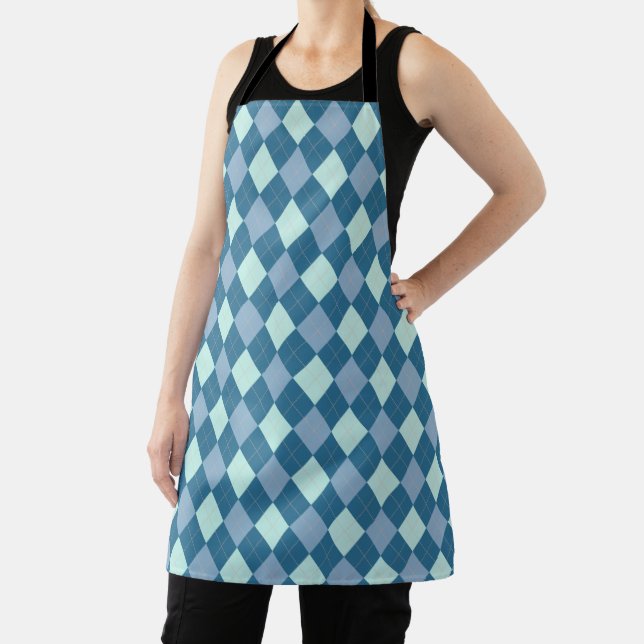 Tablier Motif vintage Argyle bleu (Insitu)