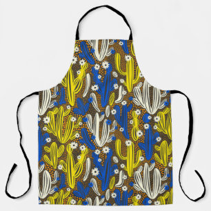 Tablier Motif vintage avec cactus sur arrière - plan noir