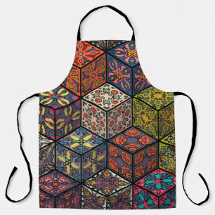 Tablier Motif vintage coloré sans couture avec fleurs et
