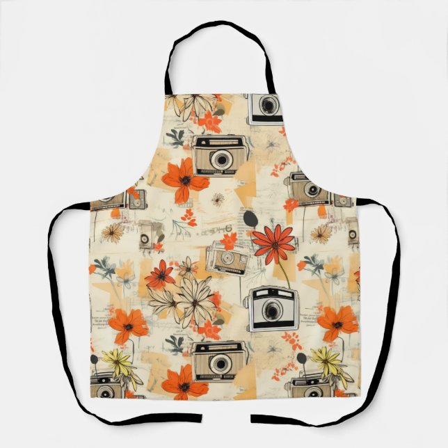 Tablier Motif vintage Floral & Caméra (5) (Recto)