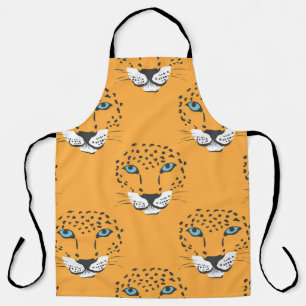Tablier motif vintage orange sans soudure avec têtes léopa