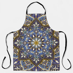 Tablier motif vintage orné avec des éléments floraux. Orie
