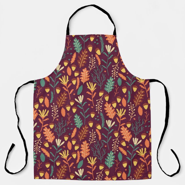 Tablier Motif vintage rouge-orange d'automne (Recto)