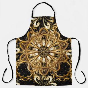 Tablier Motif vintage sur arrière - plan noir avec or el