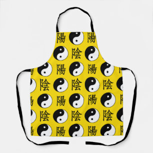 Tablier Motif Yinyang chinois sur fond jaune