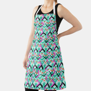 Tablier Motif Zig Zag Turquoise