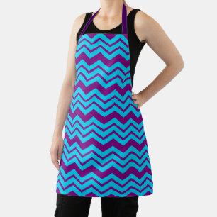 Tablier Motif Zigzag Chevron Violet Bleu