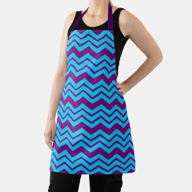 Tablier Motif Zigzag Chevron Violet Bleu  (Insitu)