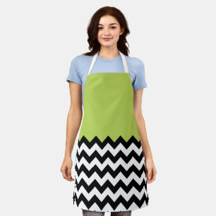 Tablier Motif Zigzag noir et blanc, Chevron, Vert