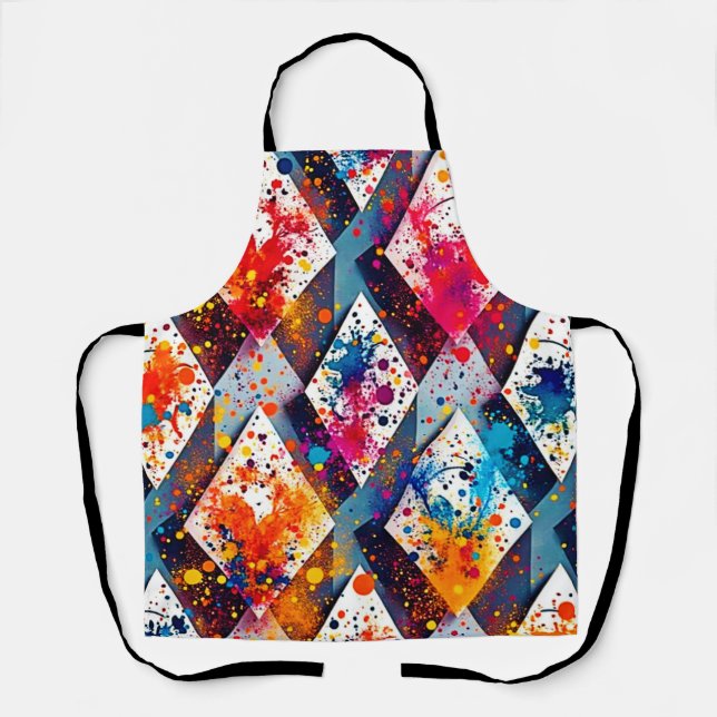 Tablier Motifs Abstraits dynamiques en diamant (Recto)