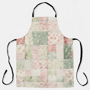 Tablier Motifs de courtepointe floraux rose menthe de ferm