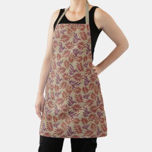 Tablier Motifs de feuilles rouges et violettes vives sur f