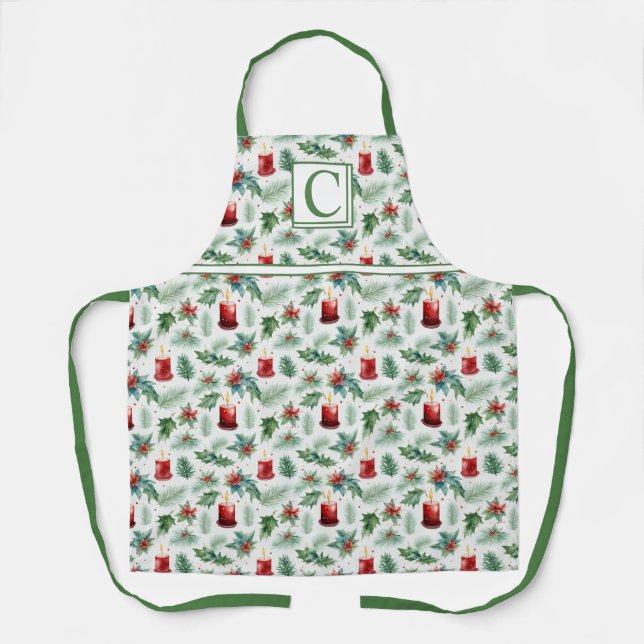 Tablier Motifs de Noël Verts et Rouges -  (Recto)