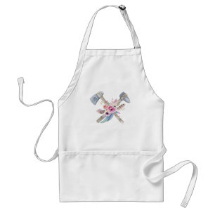 Tablier Motifs et fleurs Tomahawk Aquarelle Design