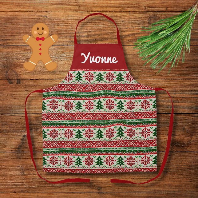 Tablier Motifs Festive Pine - ajouter le nom (Créateur téléchargé)
