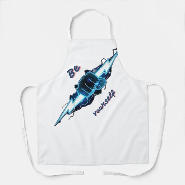 Tablier Motivante "Soyez Vous-Même" Éclair Bleu Fis (Recto)