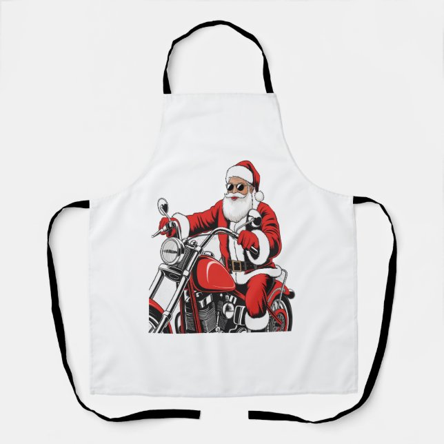 Tablier Moto à cheval père Noël (Recto)