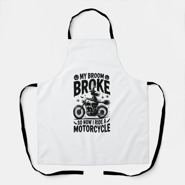 Tablier Moto à cheval sorcière Halloween (Recto)