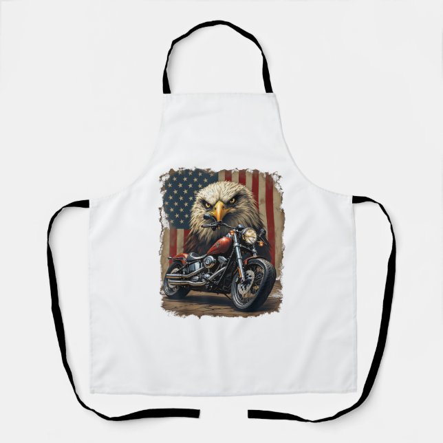 Tablier Motocyclette Drapeau USA Rétro Biker Chopper (Recto)