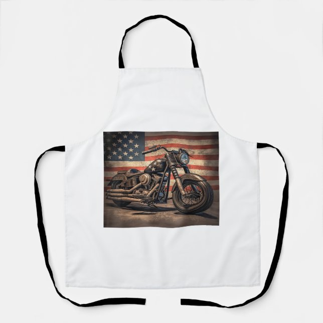 Tablier Motorcycle USA Drapeau Retro Biker (Recto)
