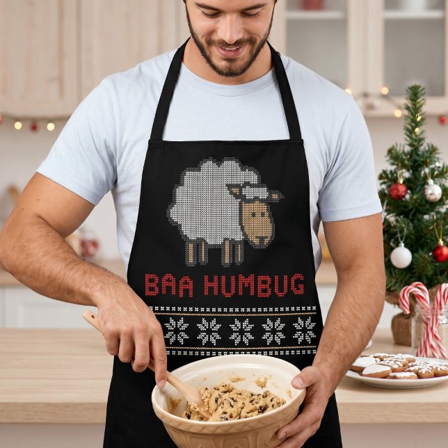 Tablier Mouton de Noël Baa Humbug | Style Pullover Ugly (Créateur téléchargé)