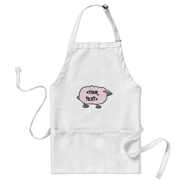 Tablier Mouton Rose, <YOUR TEXT> (Devant)