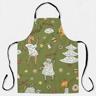 Tablier Moutons de Noël : Illustration Vintage animale.