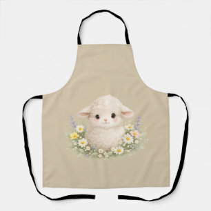 Tablier Moutons Fantaisistes et Fleurs Sauvages pour un Ch