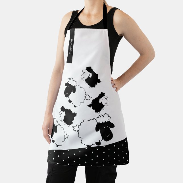 Tablier Moutons Mignons en Noir et Blanc (Insitu)