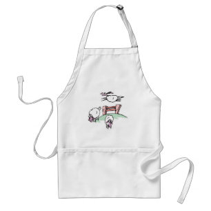Tablier moutons sautant une clôture