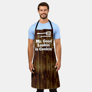 Tablier Mr Good Lookin est Cookin Funny BBBQ Rustic Chef