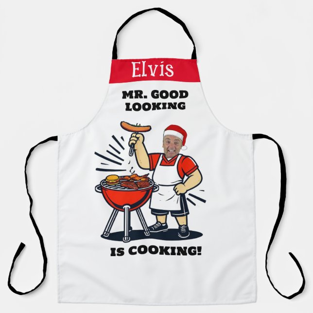 Tablier Mr Good Looking Apron - Personalized Photo Xmas Gi (Recto)