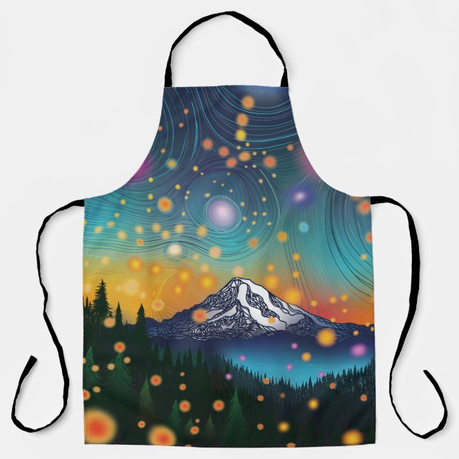 Tablier Mt Rainier w Soirée Starry Sky et Fireflies (Recto)