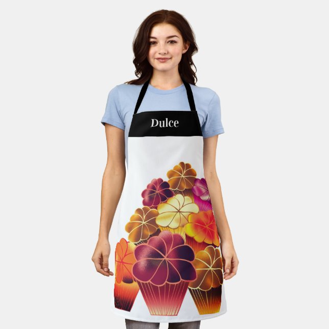 Tablier Muffin coloré gelé personnalisé (Porté)