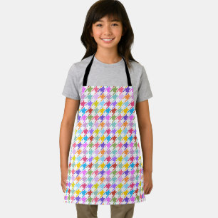 Tablier Multicolor Houndstooth+Motif blanc
