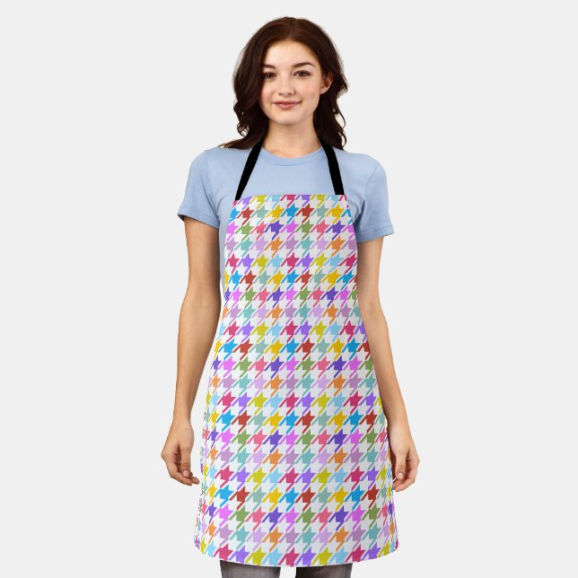 Tablier Multicolor Houndstooth+Motif blanc (Porté)
