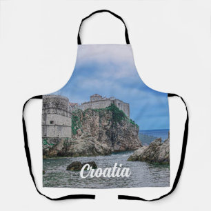 Tablier Murs de forteresse, côte rocheuse et mer en Croati