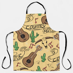 Tablier Musique country sans couture motif avec guitare, c