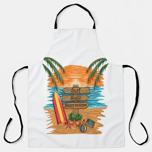 Tablier musique de surf été heureux (Recto)