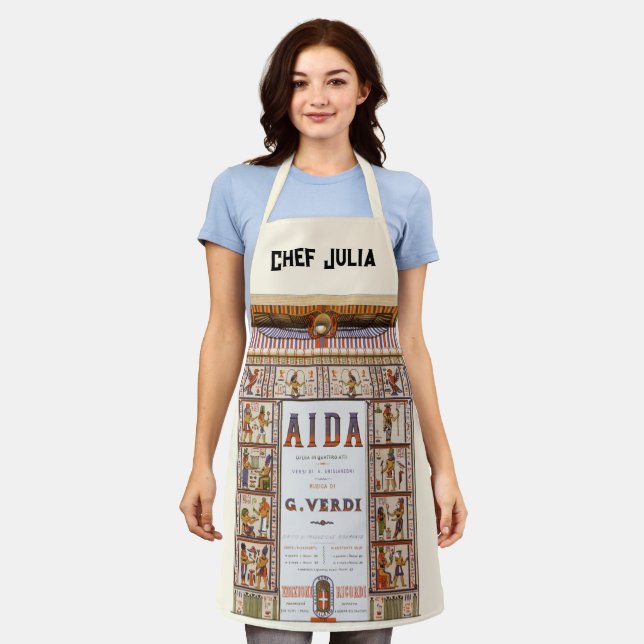 Tablier Musique d'opéra vintage, Aïda égyptienne de Verdi (Porté)